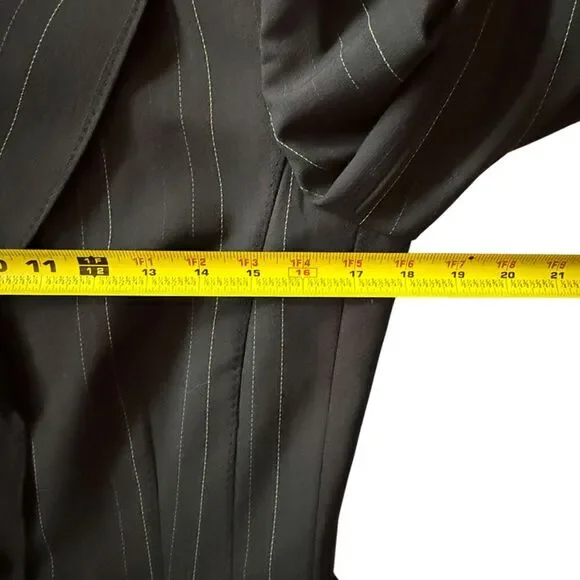 Anne Klein Black Pantsuit With Green & purple Pinstripes Size 6 - Picture 16 of 17